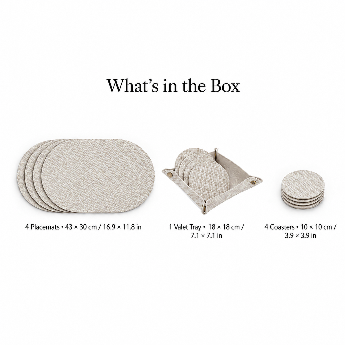 PROMATTOO Textured Placemat & Coaster Set with Storage Tray