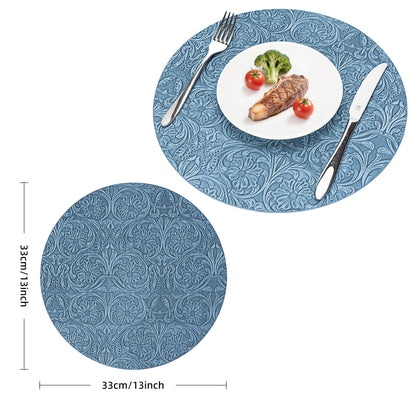 Vintage Floral Faux Leather Placemats Set, Waterproof Dining Mats