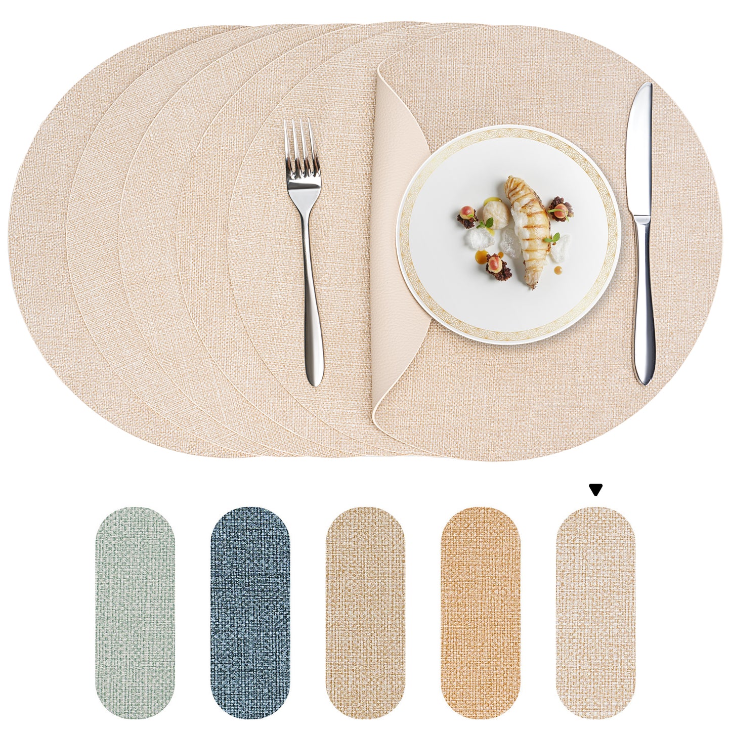 Vegane Leder-Platzsets Set 2/4/6, leicht zu reinigende Tischsets