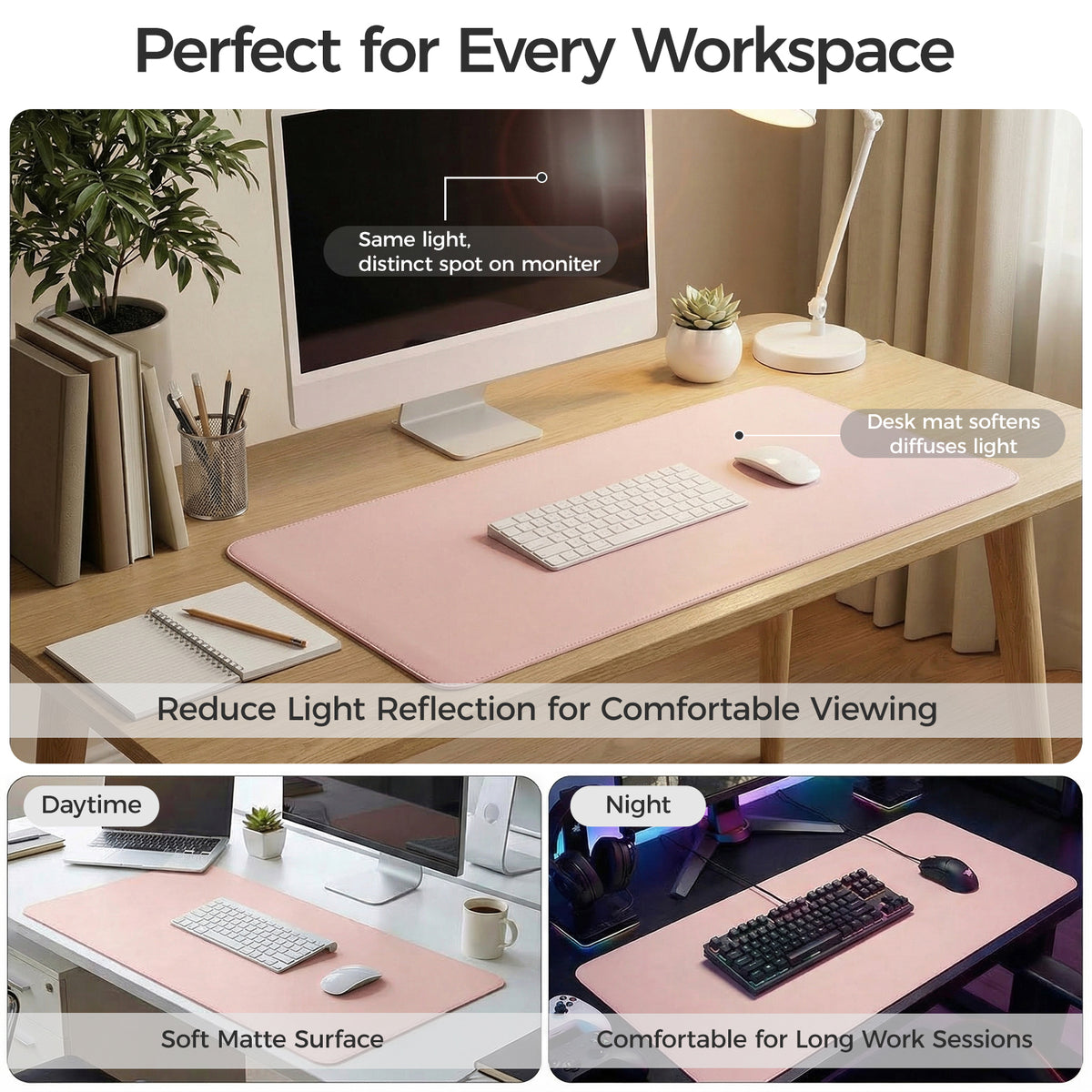 Silicone Desk Mat, Non-Slip Waterproof Desk Pad Protector