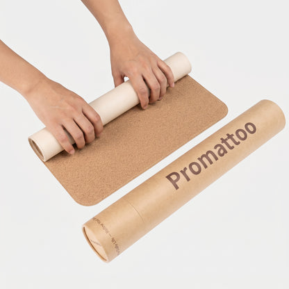 PROMATTOO Vegan Leather Desk Mat & Storage Tray Set — Non-Slip Cork Base