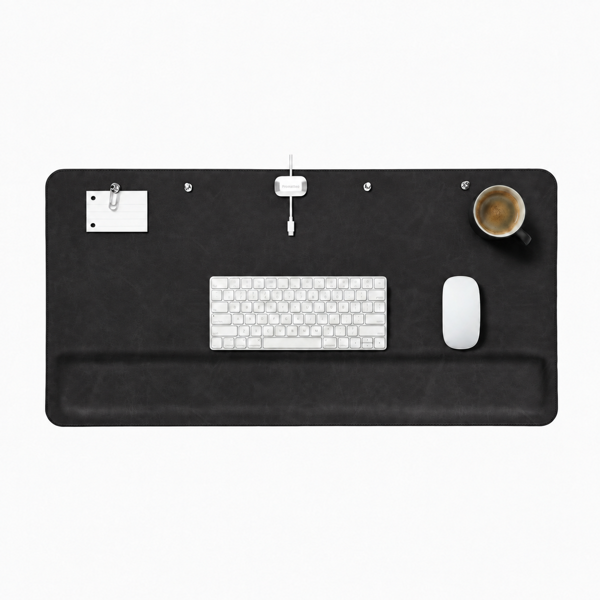 Promattoo Magnetic Desk Mat with Wrist Rest | 31.5×15.7in Premium Leather Desk Organizer