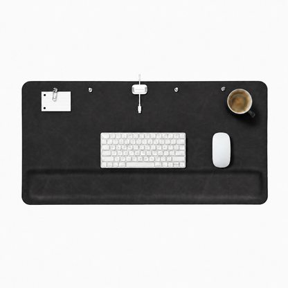 Promattoo Magnetic Desk Mat with Wrist Rest | 31.5×15.7in Premium Leather Desk Organizer