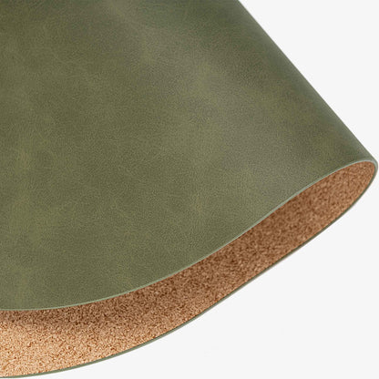PROMATTOO Oval Faux Leather Placemats with Matching Coasters, Cork-Look Backing, Sets of 4, 6 or 8