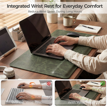 Magnetic Desk Mat with Wrist Support – Premium Leather Organizer for Office & Gaming
