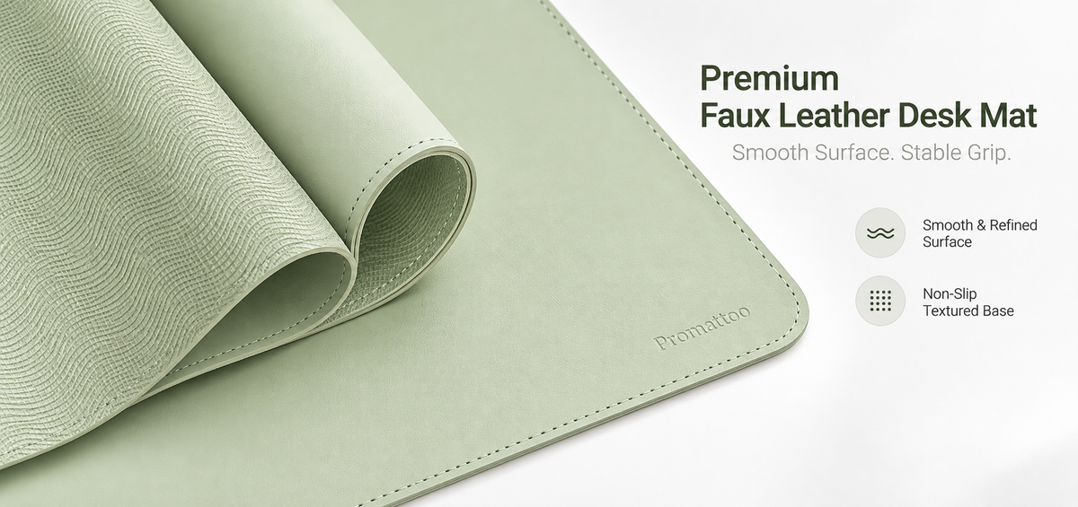 PROMATTOO Vegan Leather Desk Mat — Non-Slip & Waterproof