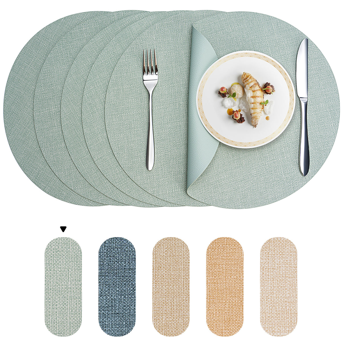 Vegane Leder-Platzsets Set 2/4/6, leicht zu reinigende Tischsets