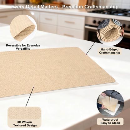 Woven Faux Leather Placemats Set, Waterproof Dining Mats