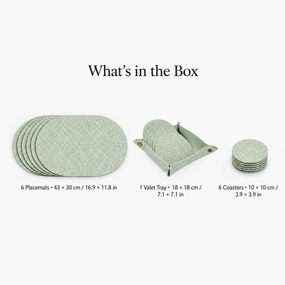 PROMATTOO Textured Placemat & Coaster Set with Storage Tray
