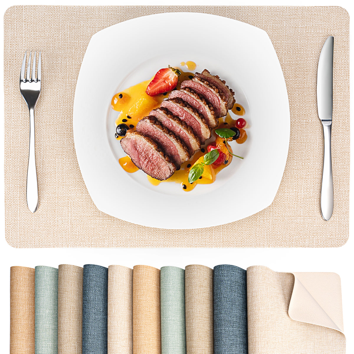 Vegane Leder-Platzsets Set 2/4/6, leicht zu reinigende Tischsets