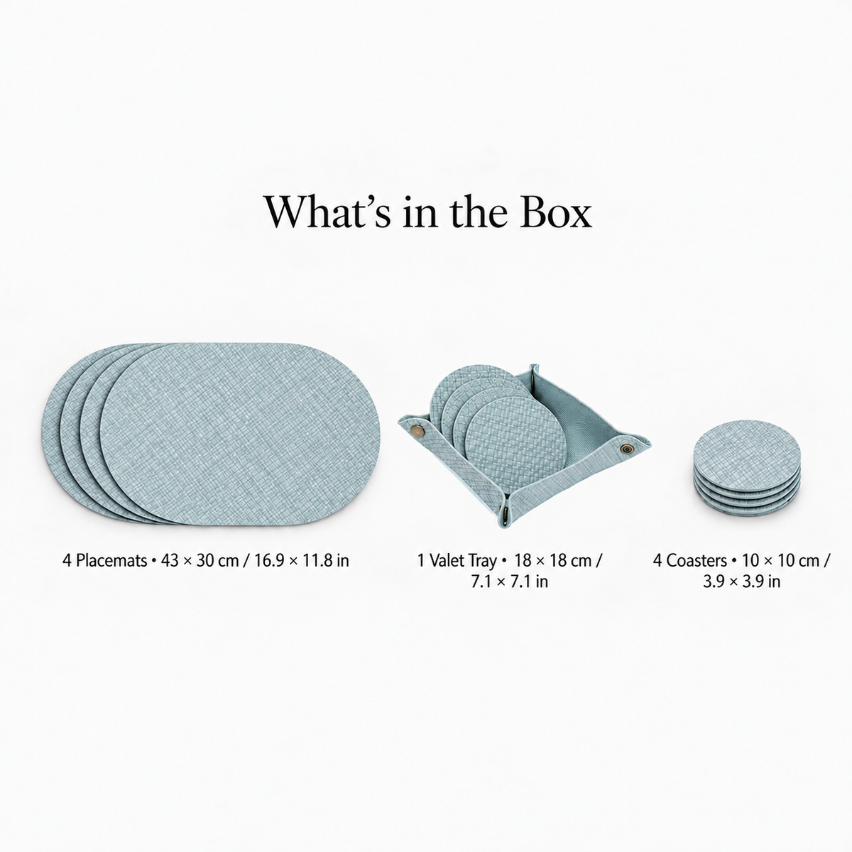 PROMATTOO Textured Placemat & Coaster Set with Storage Tray