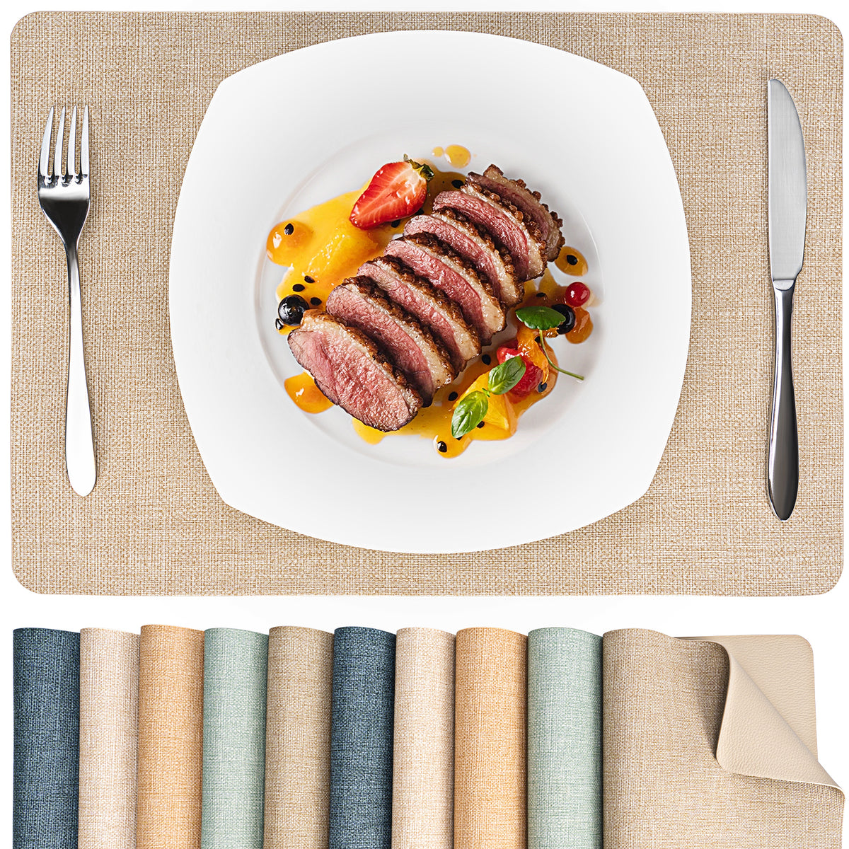 Vegane Leder-Platzsets Set 2/4/6, leicht zu reinigende Tischsets