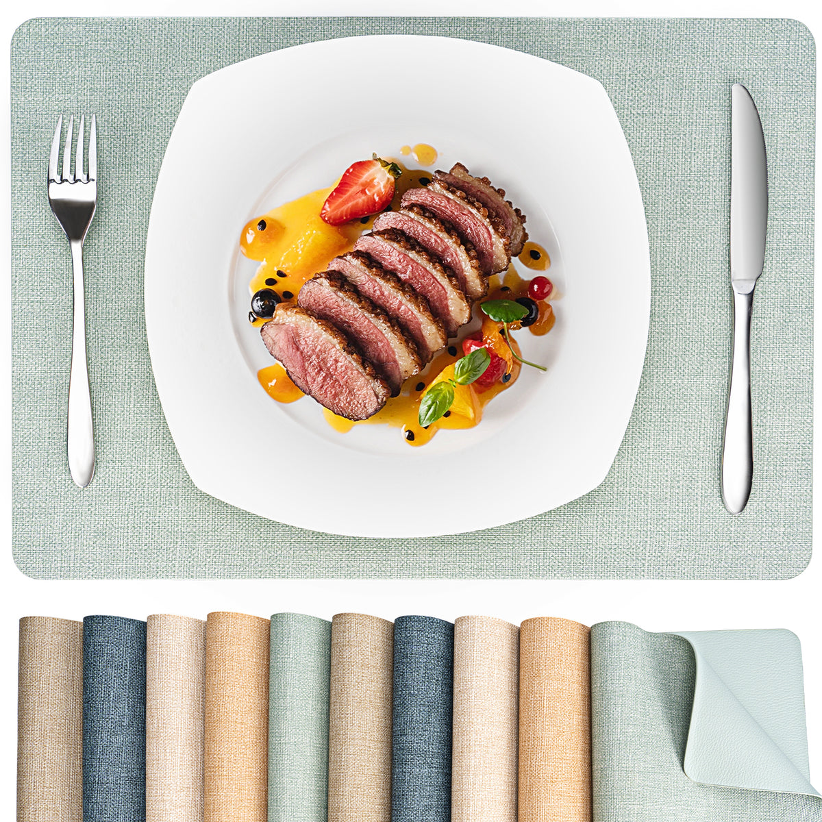 Vegane Leder-Platzsets Set 2/4/6, leicht zu reinigende Tischsets