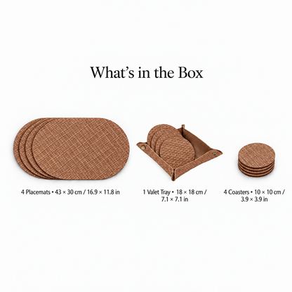 PROMATTOO Textured Placemat & Coaster Set with Storage Tray