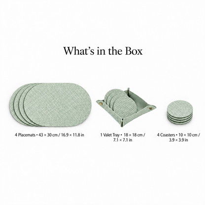 PROMATTOO Textured Placemat & Coaster Set with Storage Tray