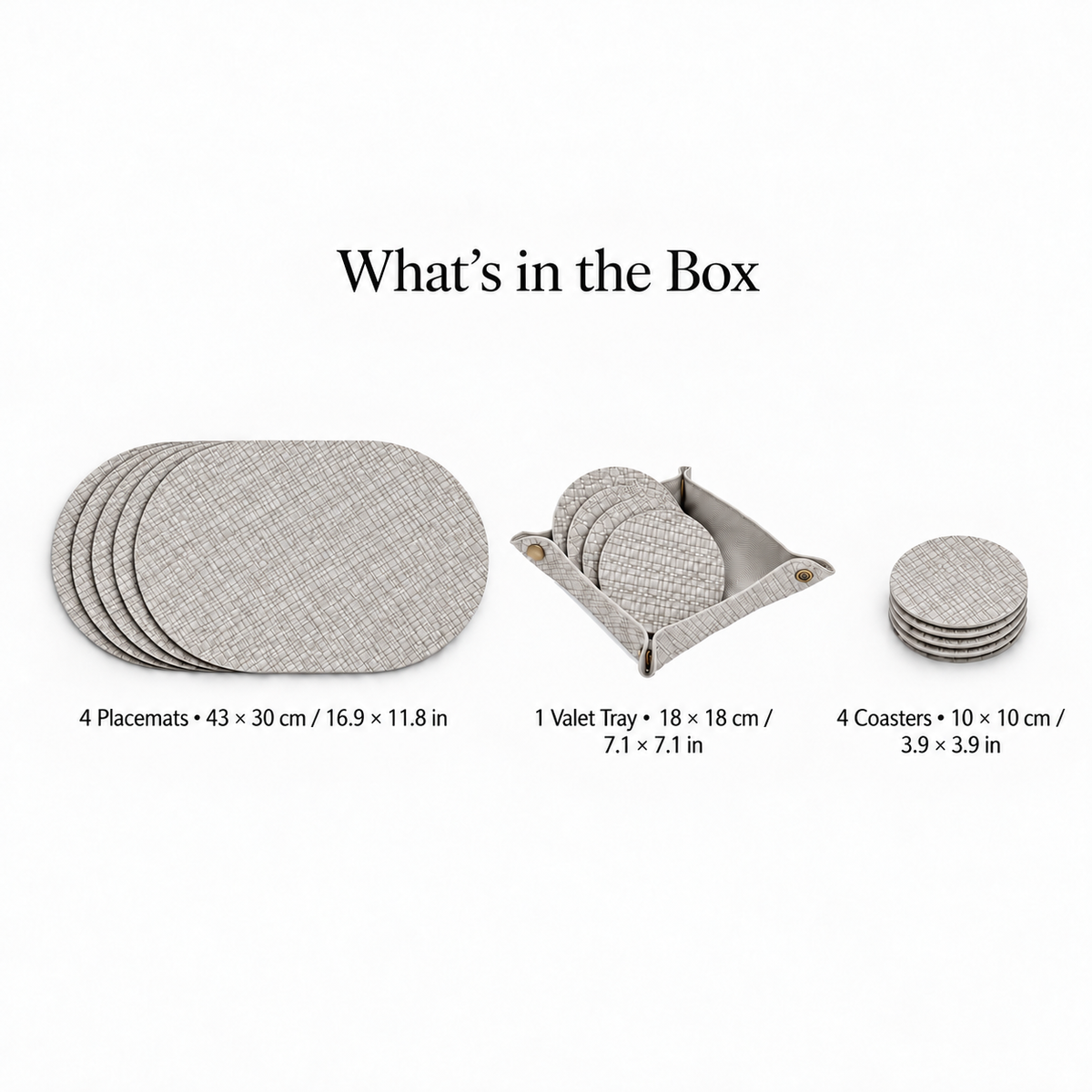 PROMATTOO Textured Placemat & Coaster Set with Storage Tray