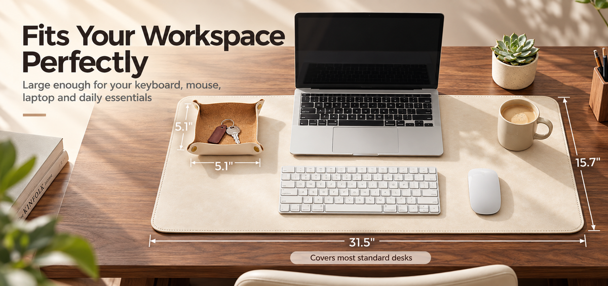 PROMATTOO Faux Leather Desk Mat & Tray Set, 80 × 40 cm