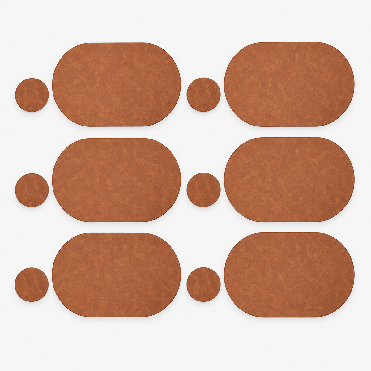 PROMATTOO Oval Faux Leather Placemats with Matching Coasters, Cork-Look Backing, Sets of 4, 6 or 8