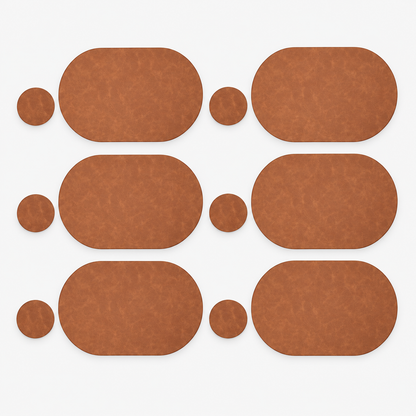 PROMATTOO Oval Faux Leather Placemats with Matching Coasters, Cork-Look Backing, Sets of 4, 6 or 8
