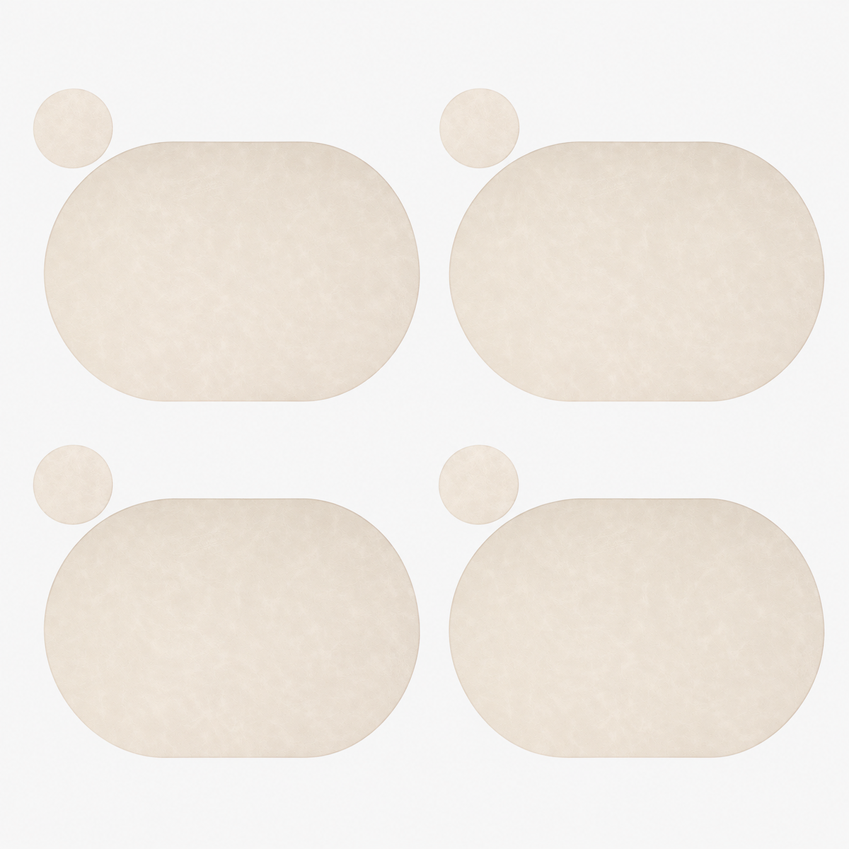 PROMATTOO Oval Faux Leather Placemats with Matching Coasters, Cork-Look Backing, Sets of 4, 6 or 8