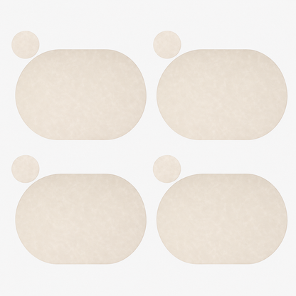PROMATTOO Oval Faux Leather Placemats with Matching Coasters, Cork-Look Backing, Sets of 4, 6 or 8