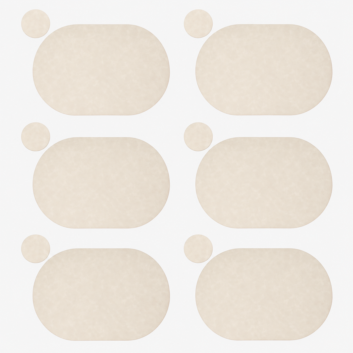 PROMATTOO Oval Faux Leather Placemats with Matching Coasters, Cork-Look Backing, Sets of 4, 6 or 8