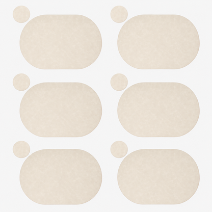 PROMATTOO Oval Faux Leather Placemats with Matching Coasters, Cork-Look Backing, Sets of 4, 6 or 8