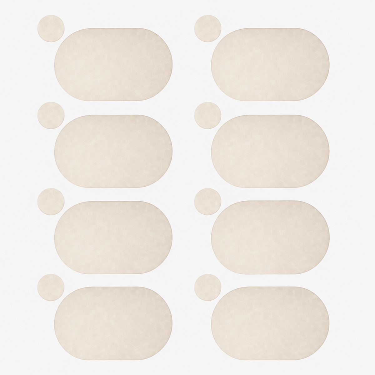 PROMATTOO Oval Faux Leather Placemats with Matching Coasters, Cork-Look Backing, Sets of 4, 6 or 8