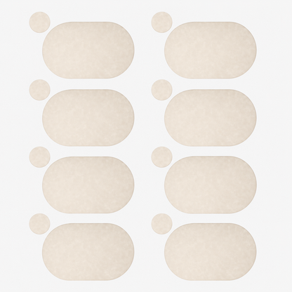 PROMATTOO Oval Faux Leather Placemats with Matching Coasters, Cork-Look Backing, Sets of 4, 6 or 8