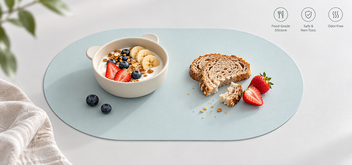 PROMATTOO Silicone Placemats, Oval Heat-Resistant & Machine-Washable Table Mats
