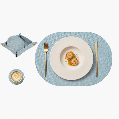 PROMATTOO Textured Placemat & Coaster Set with Storage Tray
