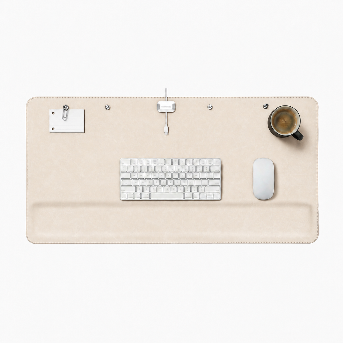 Promattoo Magnetic Desk Mat with Wrist Rest | 31.5×15.7in Premium Leather Desk Organizer