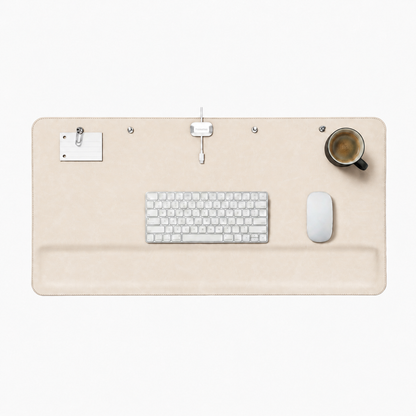 Promattoo Magnetic Desk Mat with Wrist Rest | 31.5×15.7in Premium Leather Desk Organizer