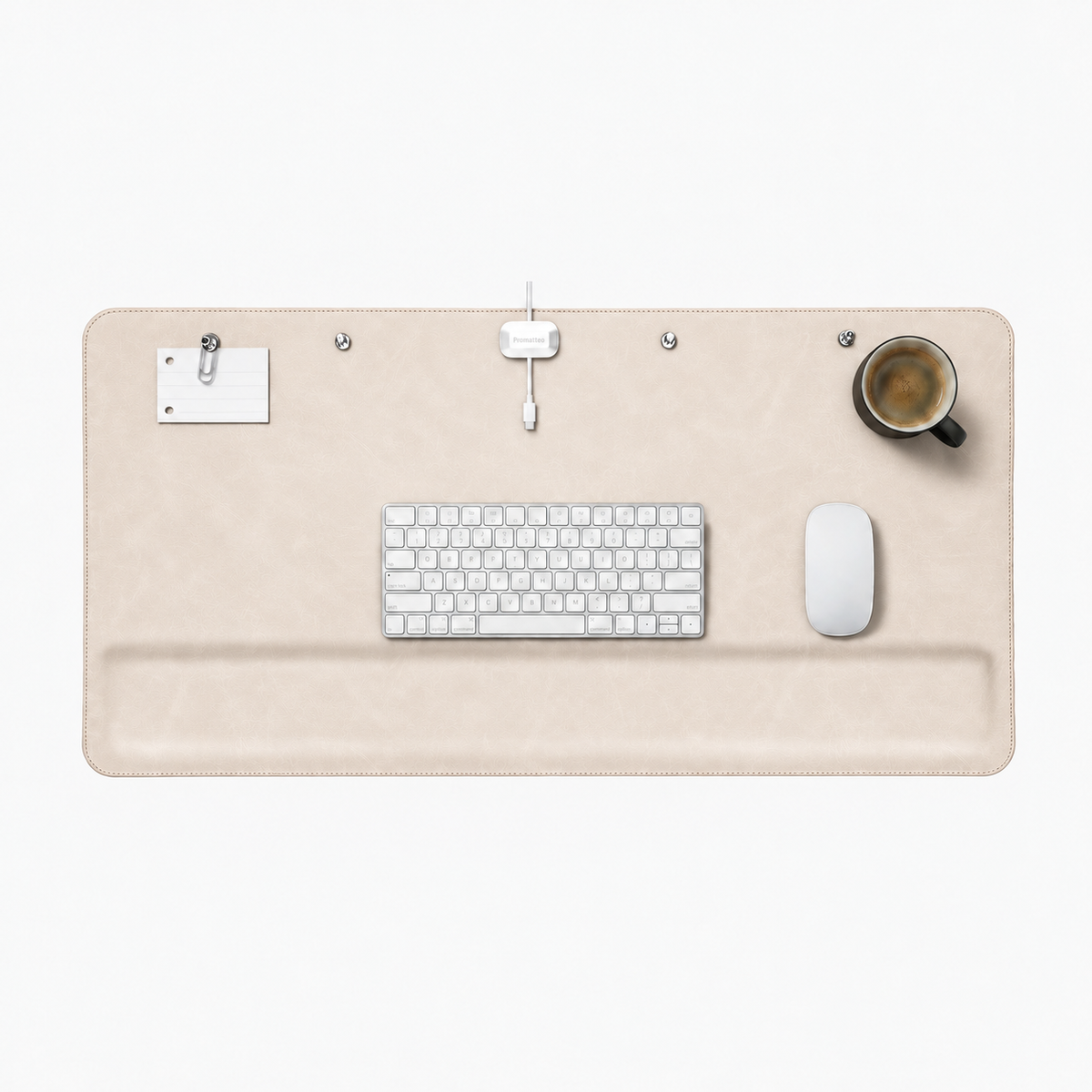 Promattoo Magnetic Desk Mat with Wrist Rest | 31.5×15.7in Premium Leather Desk Organizer