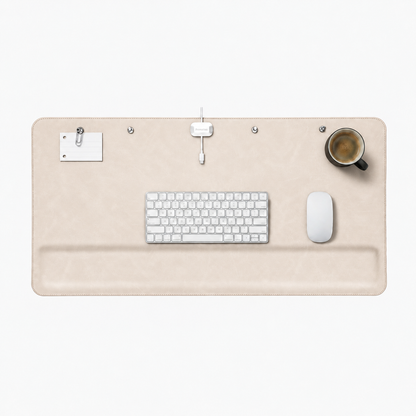 Promattoo Magnetic Desk Mat with Wrist Rest | 31.5×15.7in Premium Leather Desk Organizer
