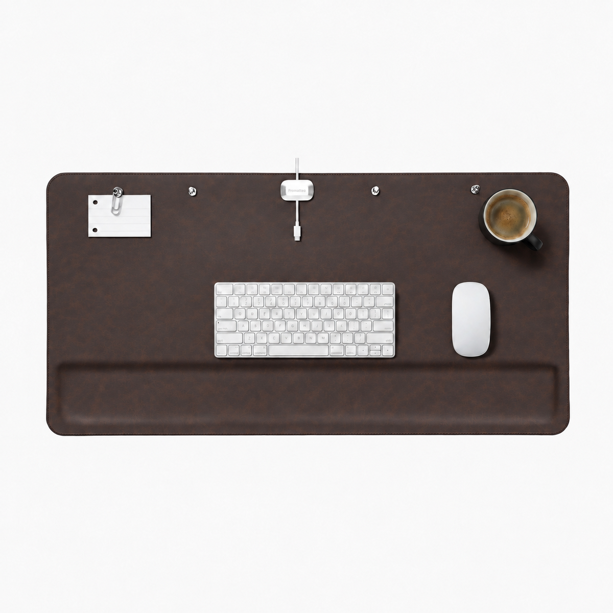 Promattoo Magnetic Desk Mat with Wrist Rest | 31.5×15.7in Premium Leather Desk Organizer