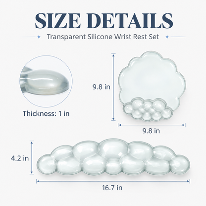 PROMATTOO Clear Silicone Cloud Wrist Rest Set for Keyboard & Mouse
