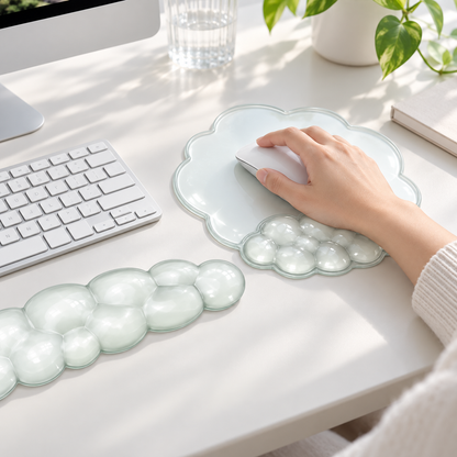 PROMATTOO Clear Silicone Cloud Wrist Rest Set for Keyboard & Mouse
