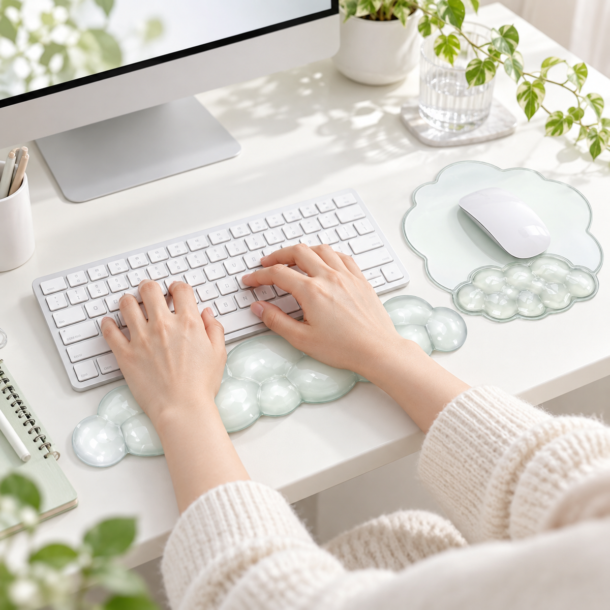 PROMATTOO Clear Silicone Cloud Wrist Rest Set for Keyboard & Mouse