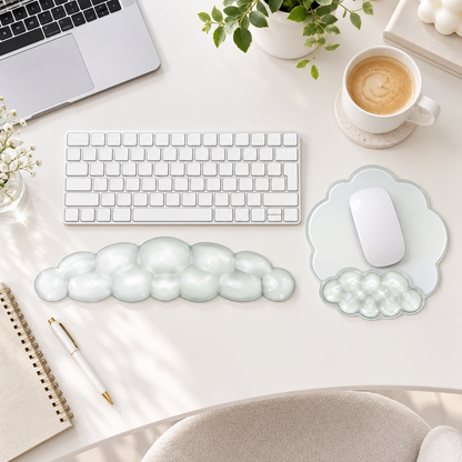 PROMATTOO Clear Silicone Cloud Wrist Rest Set for Keyboard & Mouse