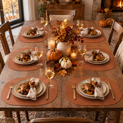 PROMATTOO Vegan Leather Placemats Set with Coasters & Tray — Gift Box Included | 6 Pieces