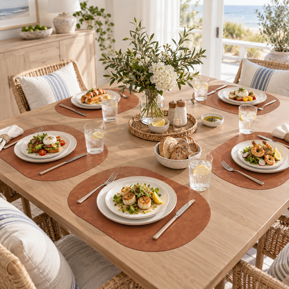 PROMATTOO Vegan Leather Placemats Set with Coasters & Tray — Gift Box Included | 6 Pieces