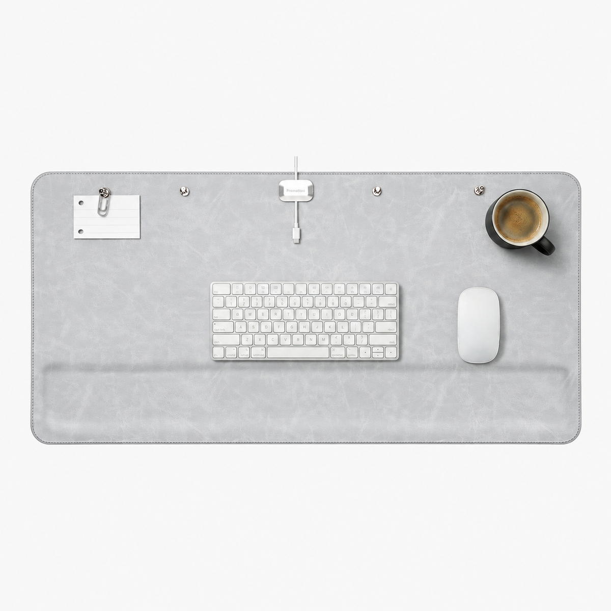 Promattoo Magnetic Desk Mat with Wrist Rest | 31.5×15.7in Premium Leather Desk Organizer