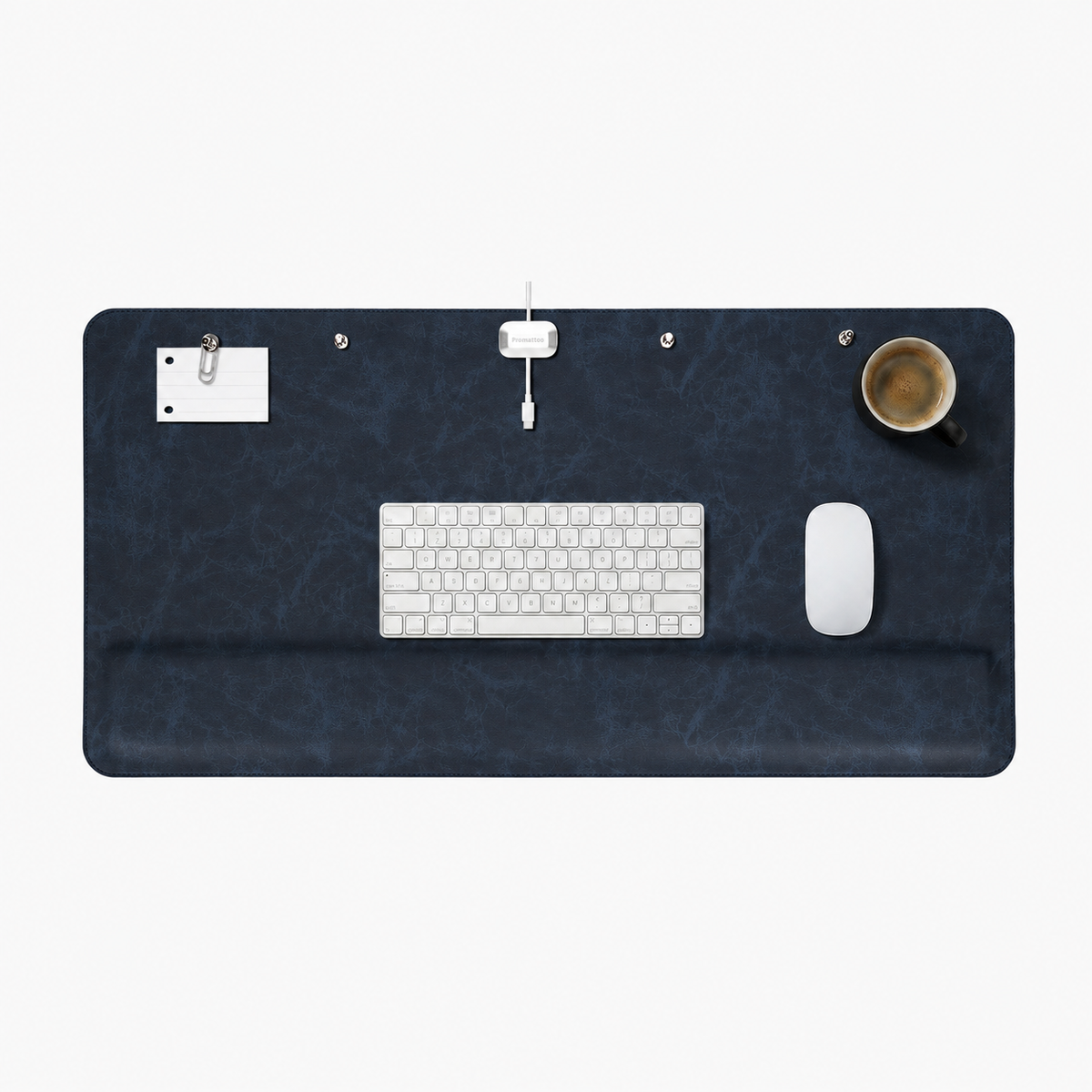 Promattoo Magnetic Desk Mat with Wrist Rest | 31.5×15.7in Premium Leather Desk Organizer
