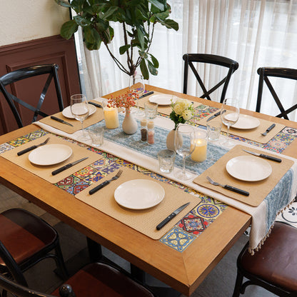 Woven Faux Leather Placemats Set, Waterproof Dining Mats