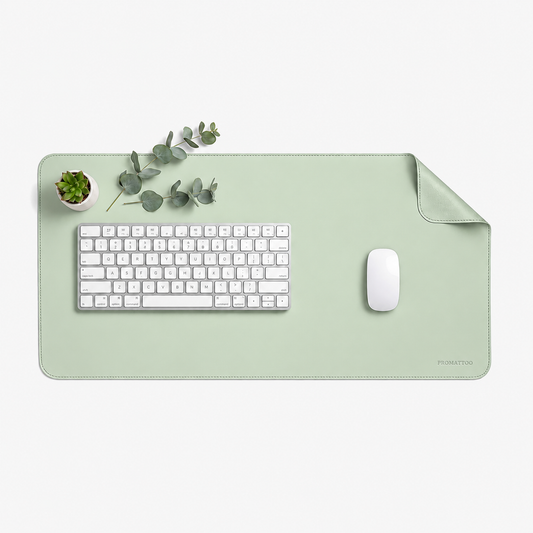 PROMATTOO faux leather desk mat in [Color] on a home office desk