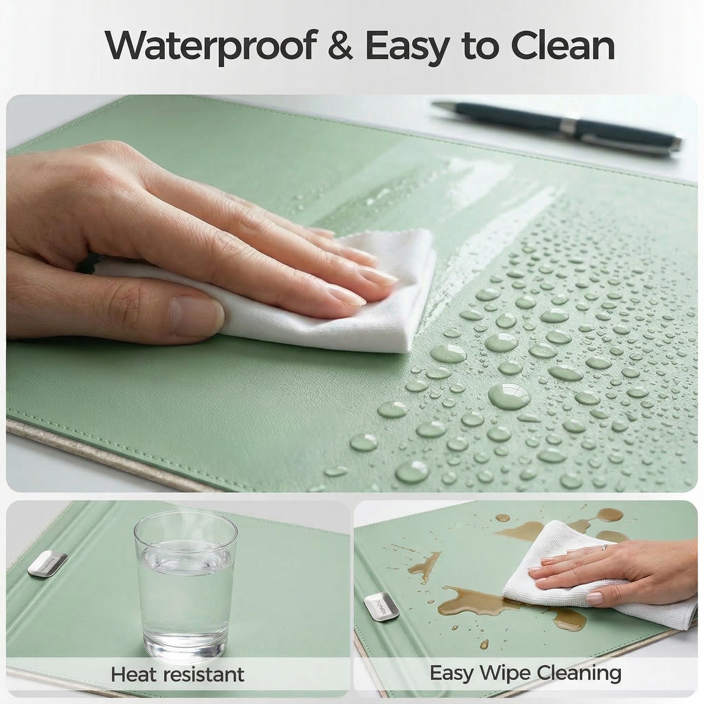 Premium doppelseitige Schreibtischunterlage aus Kunstleder – rutschfest, wasserdicht, mit magnetischem Kabelorganizer