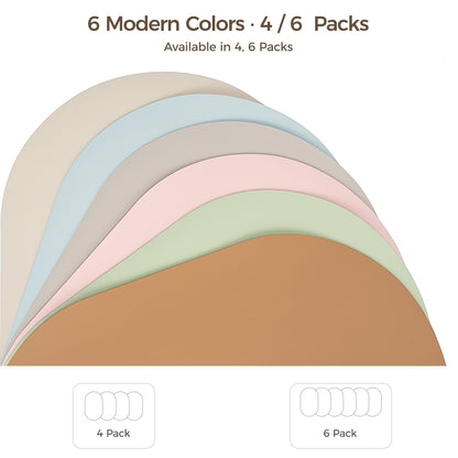 PROMATTOO Silicone Placemats, Oval Heat-Resistant & Machine-Washable Table Mats