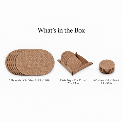 PROMATTOO Textured Placemat & Coaster Set with Storage Tray