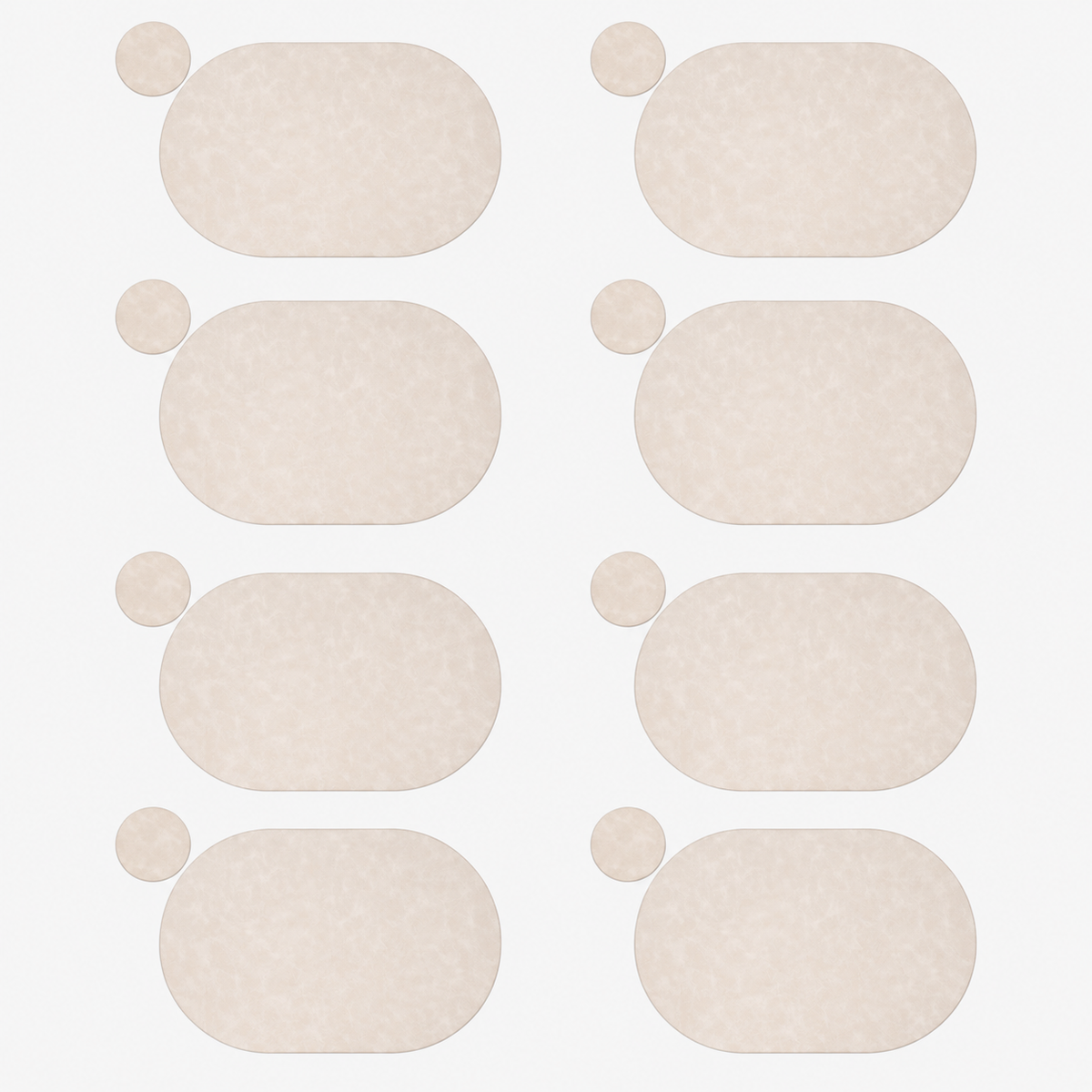 PROMATTOO Oval Faux Leather Placemats with Matching Coasters, Cork-Look Backing, Sets of 4, 6 or 8